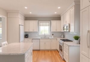 Colorful Cabinets, White Appliances