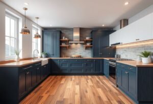 Wooden flooring in kitchen