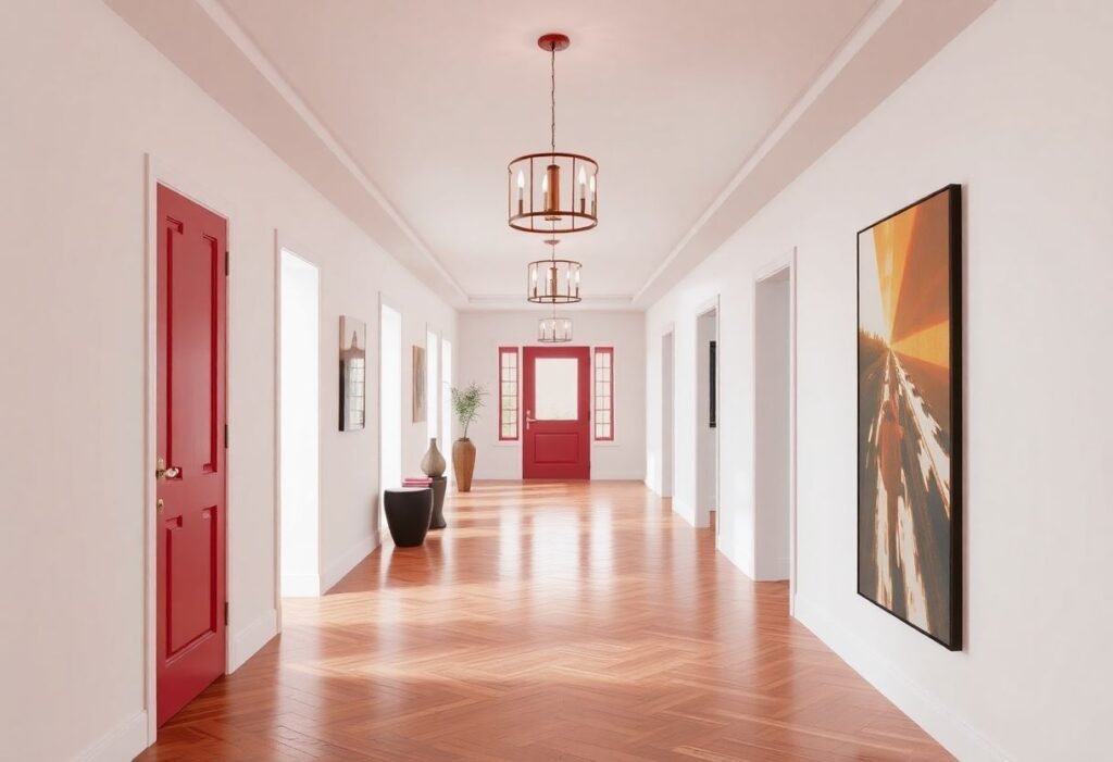 Charming red hallway ideas