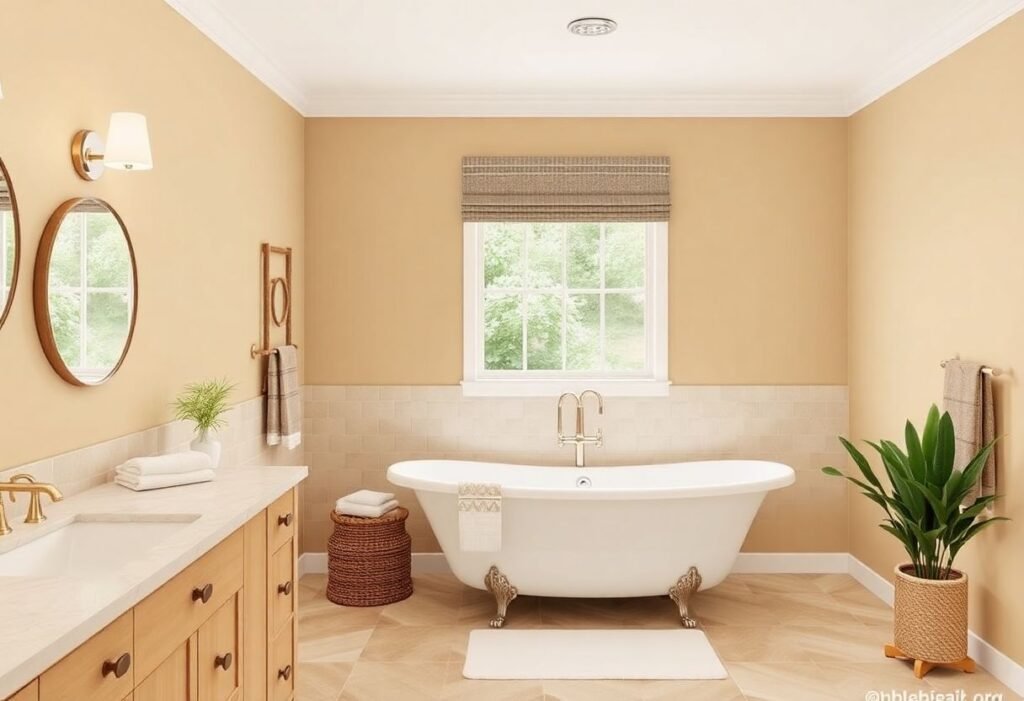 Accent colors for beige bathrooms