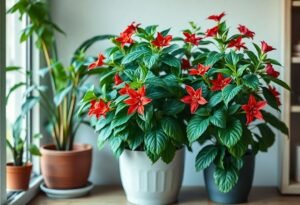 Indoor plants with red flowers