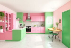 Pink and Green Kitchen