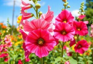 Hollyhocks bloom in the first year