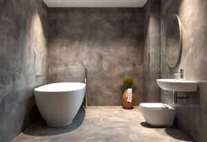 Creative Bathroom with Textured Walls