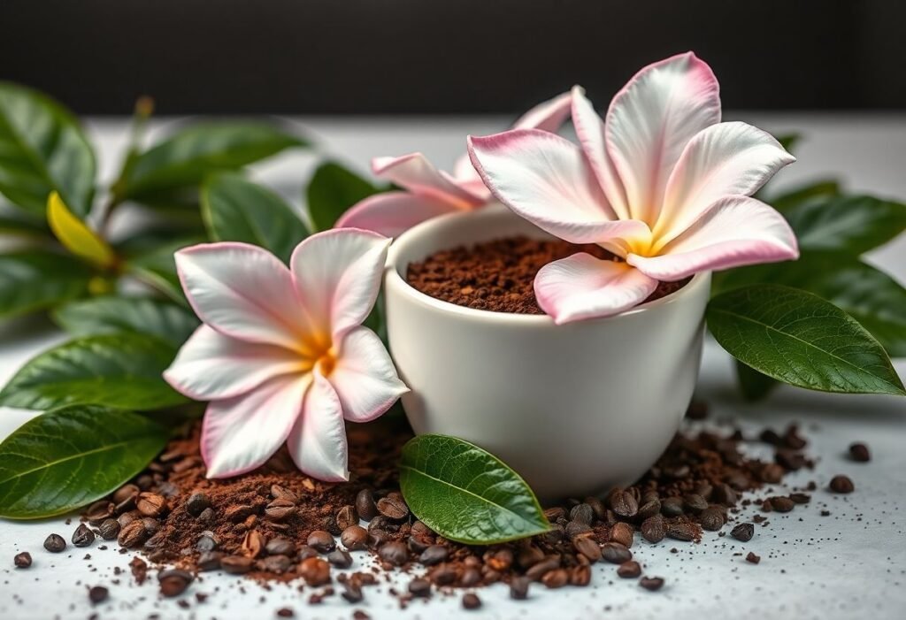 Coffee Grounds with Gardenias