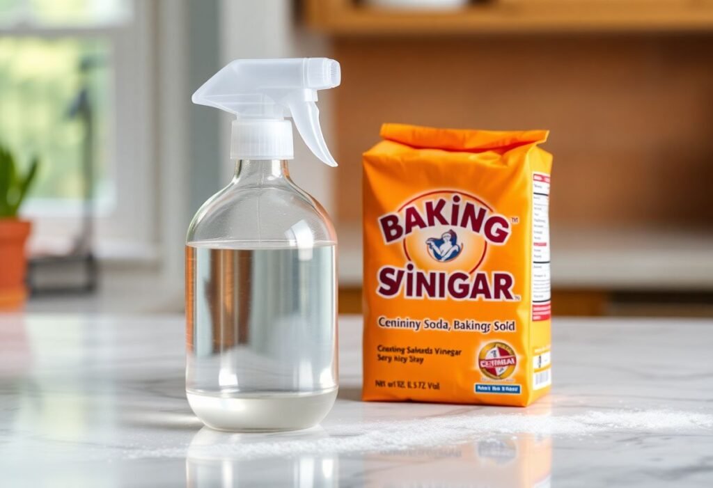 Natural baking soda vinegar spray