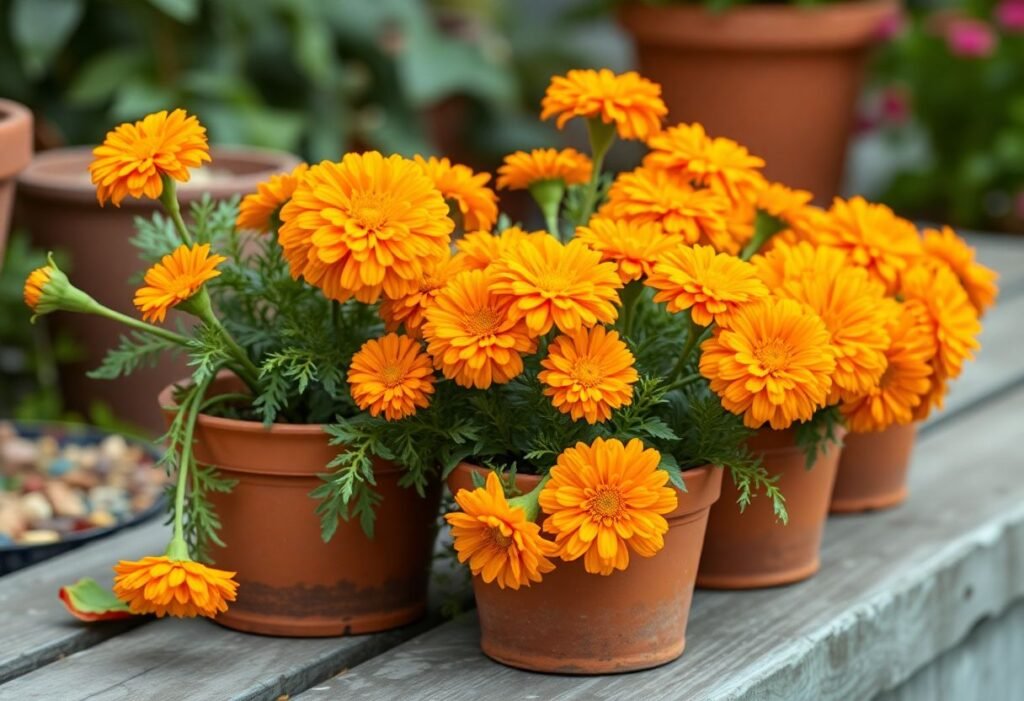 Marigold Growth in Pots